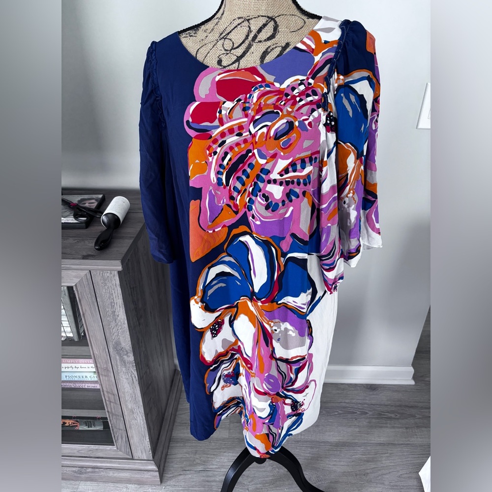 Maeve Dress Size XL Blue and Pink